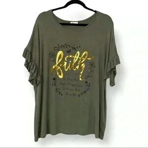 Free Kisses Graphic Faith Luke 1:31 Design Floral Short Sleeves Top